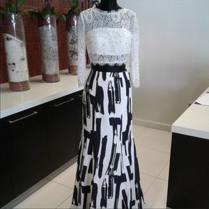 NWT Rachel Allan 8072 white & black Gown